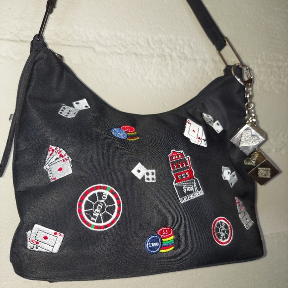 Black Casino-Themed Women's Shoulder Bag - Picture 13 of 16
